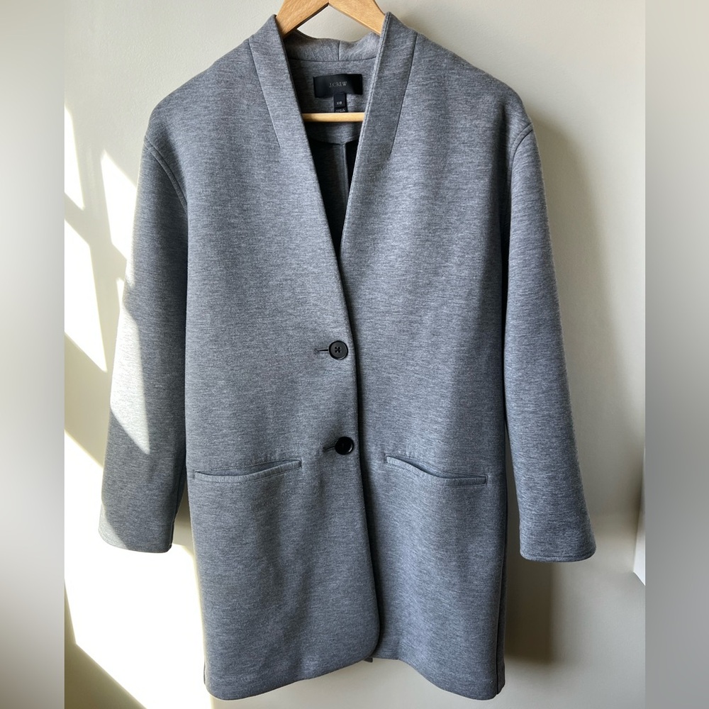 J CREW Drapey Heather Gray Jacket‎ Cardigan Comfy Cozy Stretch Oversized XXS